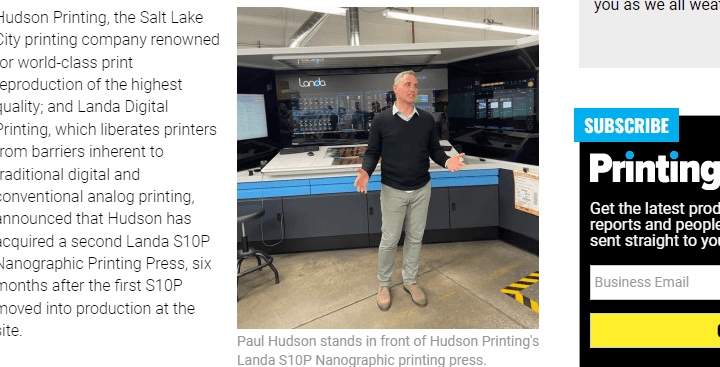 Hudson Printing Acquires Second Landa S10P Nanographic Printing Press
